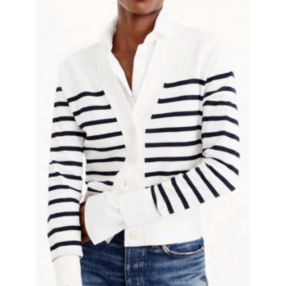 NWT J. Crew Lightweight‎ Black &White Striped Cardigan Sweater Women's XXL - Picture 2 of 10